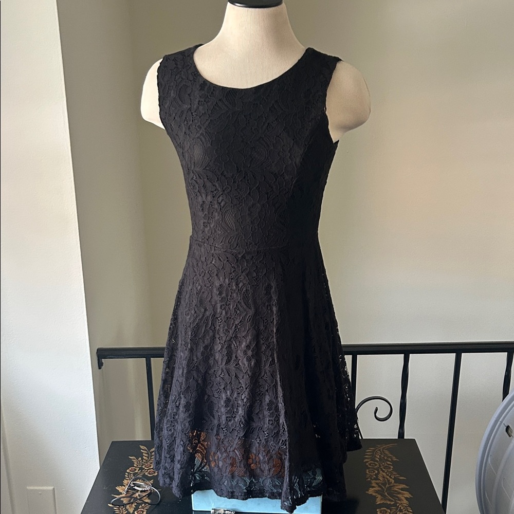 Vintage Y2K 2000s black lace cocktail sleeveless mini dress goth, whimsygoth 🦇 - Picture 1 of 7